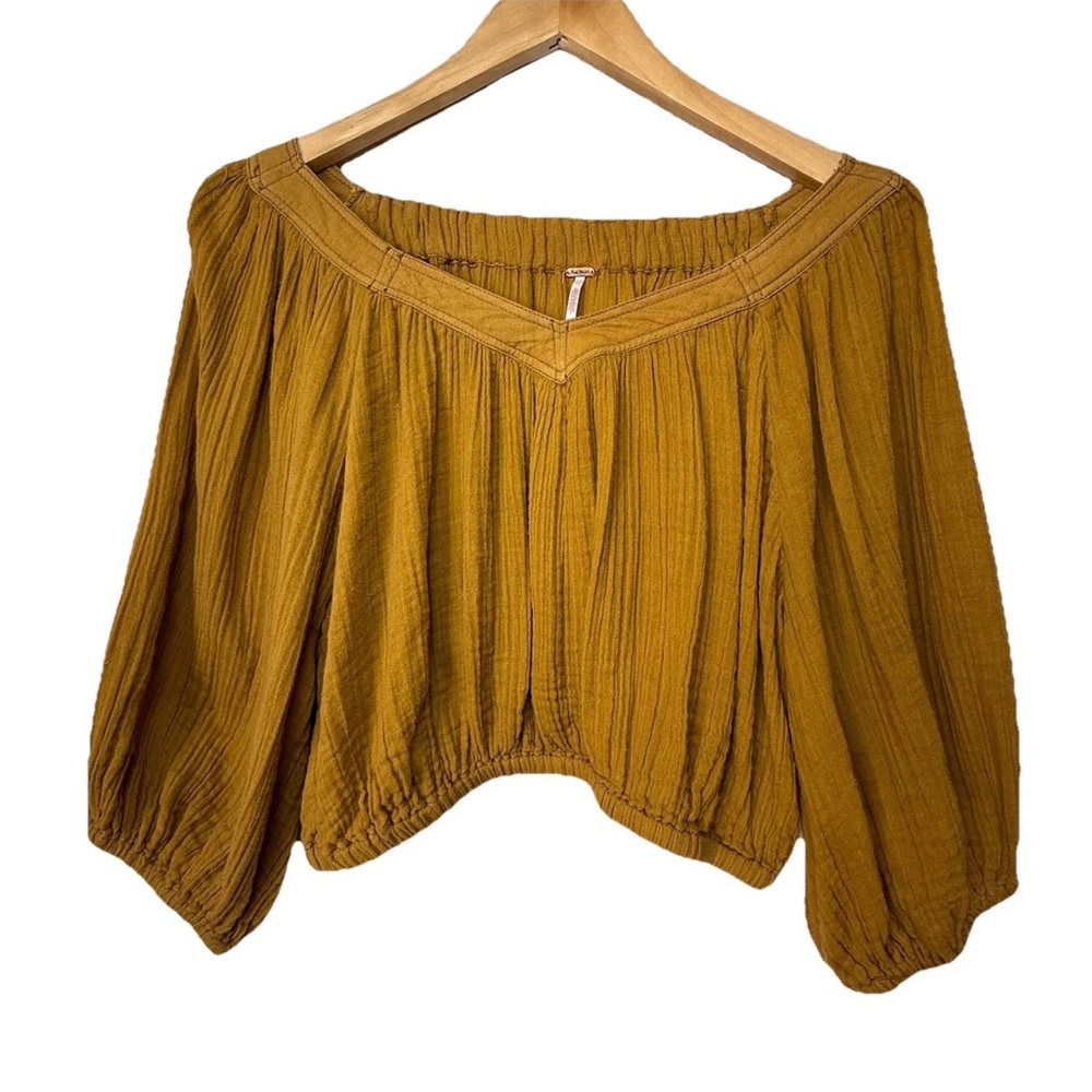 Free People Lou Lou Crop Top, Golden Syrup color, Sz: M